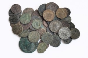 Old coins from a Roman monetary system.